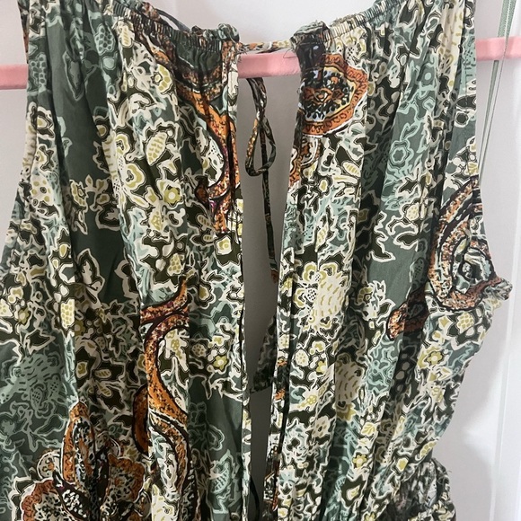 Zara Green Paisley Cutout Dress Size Large - Picture 13 of 13